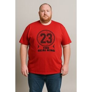 Gemrock The Real King 23 Graphic T-Shirt Red Basketball Mens 3XL